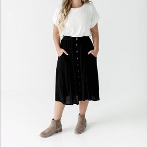 Black Button-up Midi Skirt